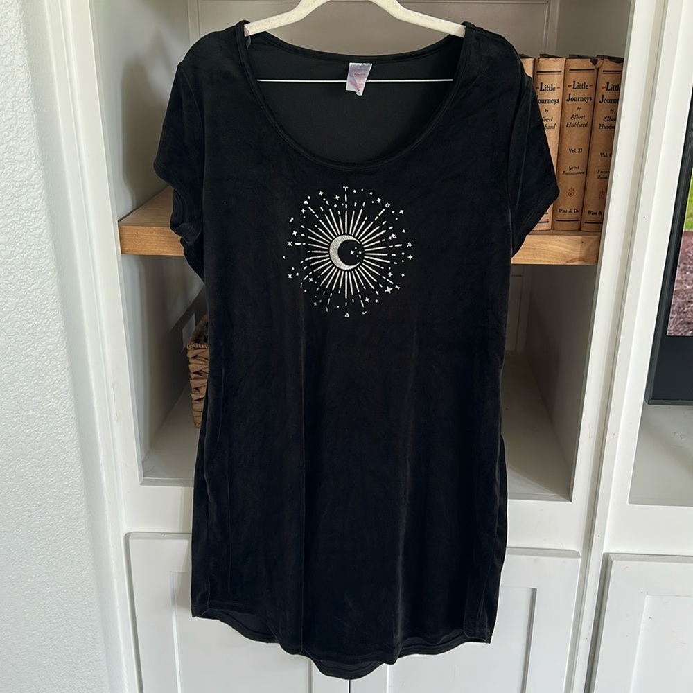 No Boundaries Zodiac T Shirt Dress Velvet Scoop Neck Short Sleeve black XXL (19)
